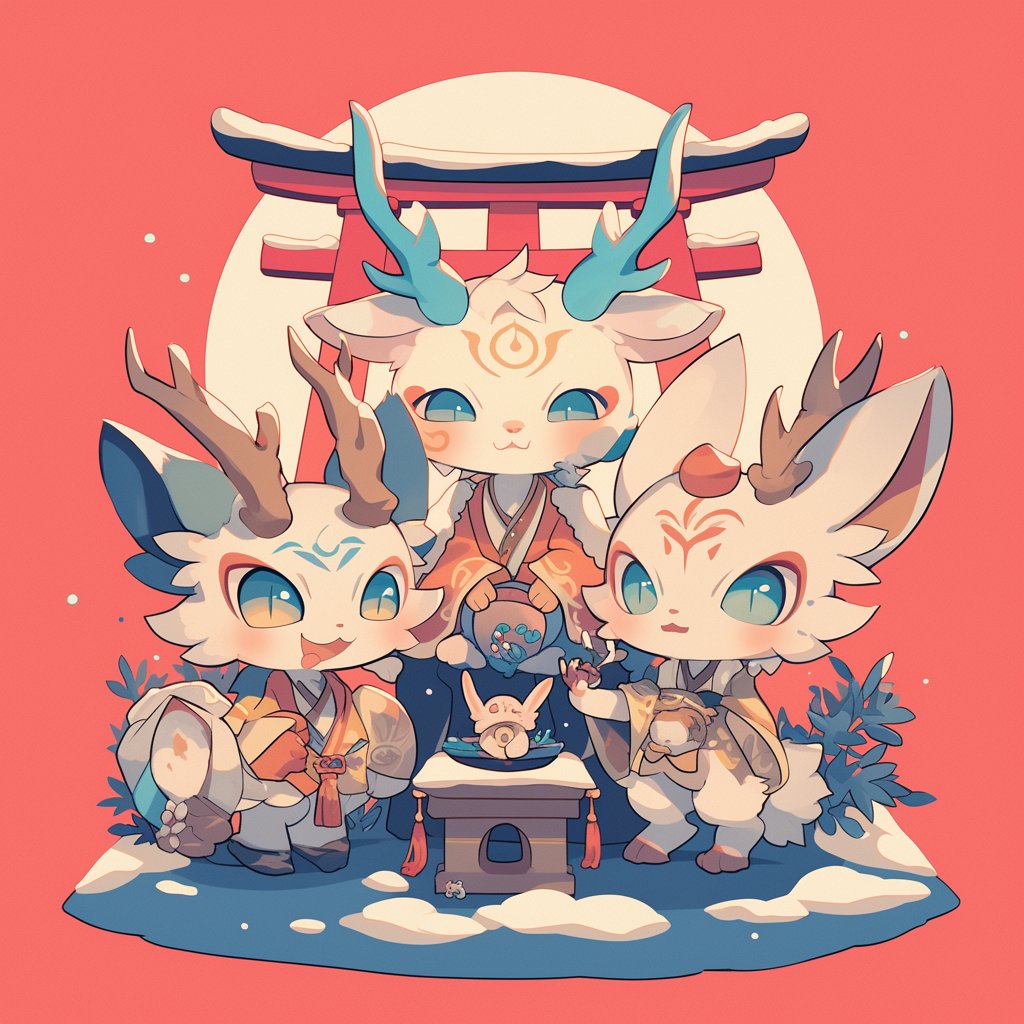 Mythical Creatures chibi international summit, representing different cultural myths, peace treaty signing, translator imps, magical security measures --niji 6